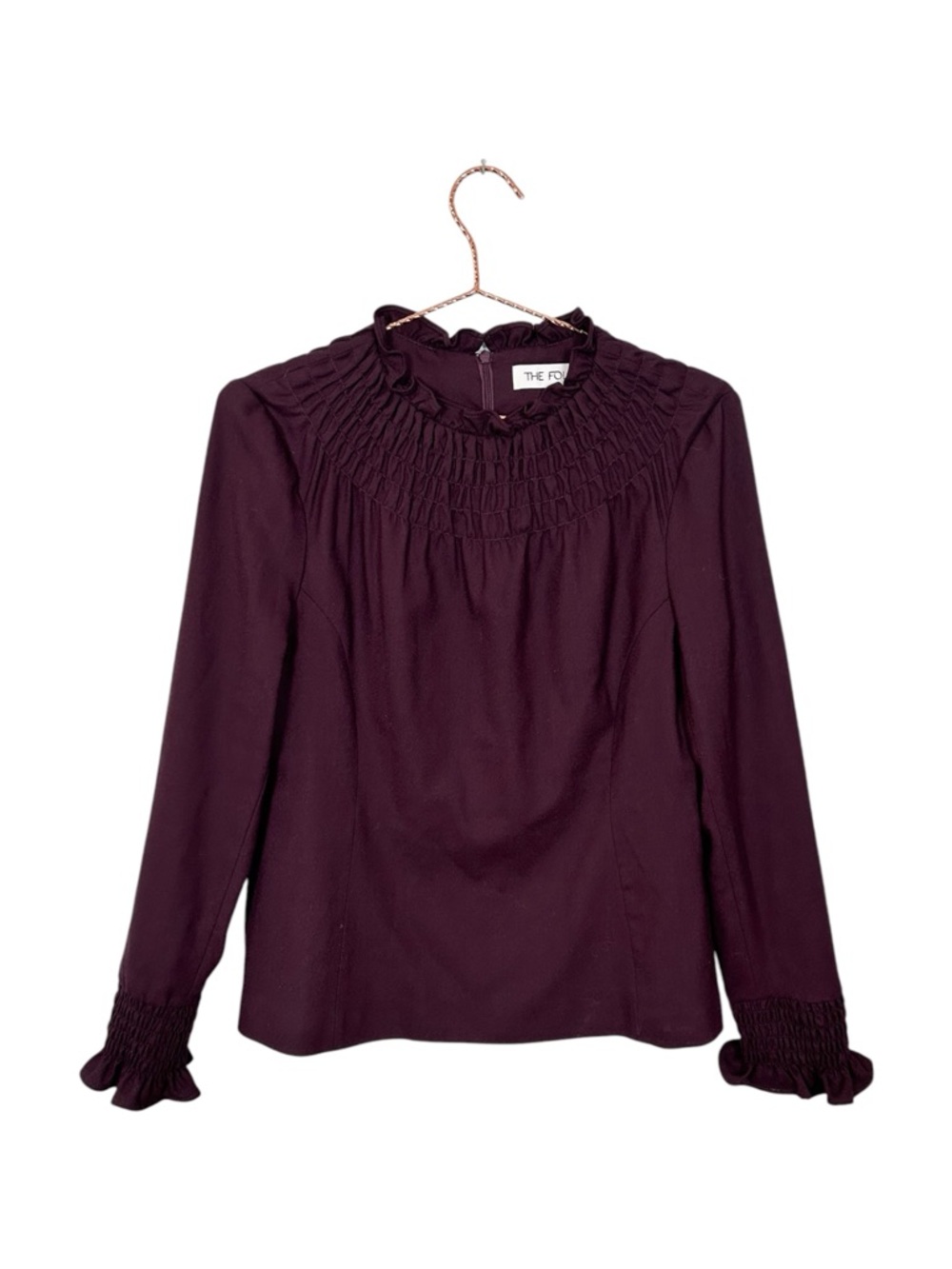 The Fold London Smocked Neck Long Sleeve Blouse